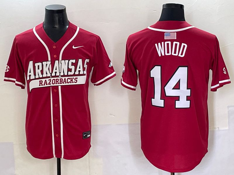 Men 2025 Alabama Crimson Tide #14 Wood Red Nike Joint Name Nike NCAA Jersey style 1